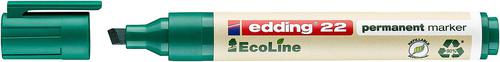 edding 22 EcoLine Permanent Marker Chisel Tip 1-5mm Line Green (Pack 10) - 4-22004