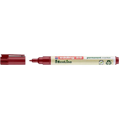 edding 25 EcoLine Permanent Marker Bullet Tip 1mm Line Red (Pack 10) - 4-25002