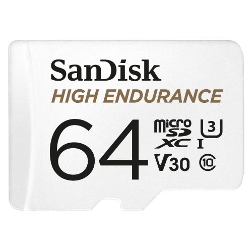 SanDisk High Endurance 64GB UHS-I Class 10 MicroSDHC Memory Card and Adapter Flash Memory Cards 8SD10252265