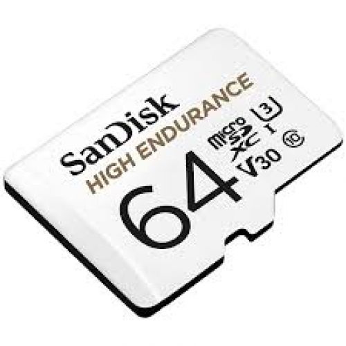 SanDisk High Endurance 64GB UHS-I Class 10 MicroSDHC Memory Card and Adapter