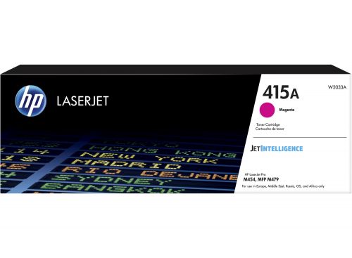 HP 415A Magenta Standard Capacity Toner 2.1K pages for HP Color LaserJet M454 series and HP Color LaserJet Pro M479 series - W2033A