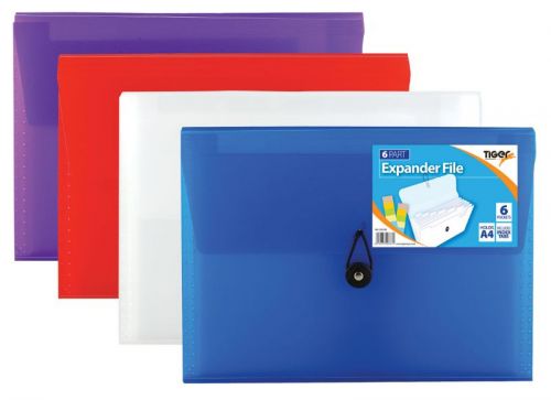 Tiger A4 6 Part Expanding File Assorted Pack 10
