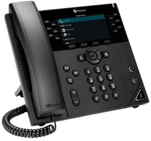 8PO8B1L7AAAC3 | Twelve-line, performance IP desk phone with color displayThe Polycom® VVX® 450 business IP desk phone is a high quality, twelve-line, color, performance IP phone for businesses of all sizes. It is ideal for knowledge workers, executives and upper management.Industry’s best audioThe VVX 450 offers both Polycom® HD Voice™ and Polycom® Acoustic Fence™ technologies. Together, they dramatically improve the most important component of the VVX experience—voice clarity.HD Voice delivers superior, high definition sound quality through industry leading, advanced voice processing capabilities. The Polycom Acoustic Fence technology keeps business conversations free from extraneous noises, echoes and distractions.Intuitive user interface The Polycom VVX 450 is a desktop phone that meets the budget and communication needs of any business. It is loaded with sophisticated features that are traditionally found only on high-end desktop phones.The VVX 450 is easy to use, reliable, and stylish. End-users will find that it combines an attractive new ergonomic hardware design with an intuitive user interface that together reduce the time spent learning new features and functions.Easy deployment and administration The Polycom VVX 450 integrates seamlessly into a wide range of UC environments. The enterprise-grade, web-based configuration tool makes the installation of the VVX 450 a breeze, allowing administrators to easily provision a large number of phones throughout the entire organization. The VVX 450 phones are easy to deploy and administer for Service Providers and IT staff via broad, standards based, open APIs.