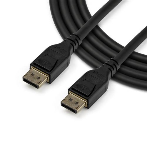 8ST10238295 | This DisplayPort 1.4 cable connects your DisplayPort™ laptop or desktop computer to a 'super ultra-high definition' 8K monitor, TV or projector. It supports resolutions up to 8K (7680x4320) @ 60Hz. The DisplayPort monitor cable provides the essential connection to support the next generation of super ultra-high definition video. This cable is VESA® to ensure full compliance and efficient operation of the higher link rate of HBR3. It has been tested to meet all DP 1.4 specifications to ensure quality and reliability.The cable has a slim professional grade 34 AWG construction that allows for flexible installation while offering superior reliability for a clean quality installation. Each connector features latches that provide secure connections between your devices.8K has a resolution of 7680 x 4320 and is also known as 4320p and Super Ultra High Definition (SUHD). It is seen in digital signage and other commercial displays that require the highest available resolution. This cable is backward compatible with 4K and 5K displays making it the perfect peripheral to start futureproofing your cabling infrastructure.StarTech.com?conducts thorough?compatibility and performance?testing?on?all?our products?to?ensure we are meeting or?exceeding industry standards?and providing?high-quality products to our customers. Our?local?StarTech.com?Technical?Advisors?have a broad product expertise?and?work directly with StarTech.com?Engineers to?provide support for our customers?both pre and post-sales.DP14MM5M is backed by a StarTech.com lifetime warranty. 