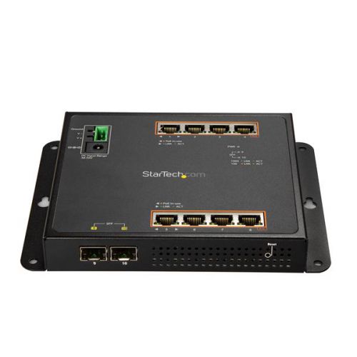 StarTech.com GbE Switch 8 Port PoE plus 2 SFP Ports Ethernet Switches 8STIES101GP2SFW