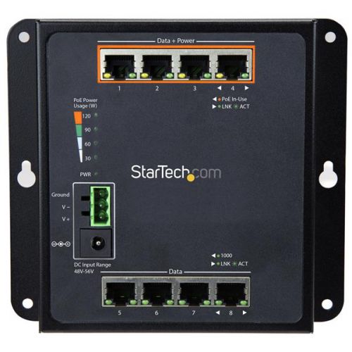 StarTech.com GbE Switch 8 Port 4 PoE Plus Managed Ethernet Switches 8STIES81GPOEW
