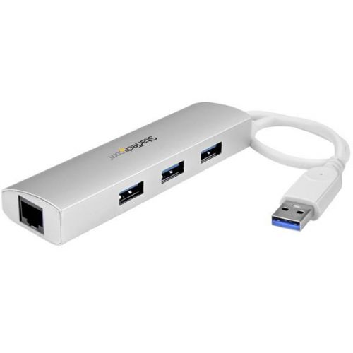StarTech.com 3 Port Portable USB3 Hub and GB Ethernet