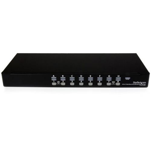 8ST10012680 | The SV1631DUSBUK 16 Port 1U Rack Mount USB KVM Switch Kit with OSD and Cables offers a well-appointed KVM switch that includes all of the cables and accessories required to connect to 16 servers or PCs right out of the box, making setup convenient and simple.The USB KVM delivers a dependable computer management tool that allows you to control up to 16 USB-connected computers from a single keyboard, mouse and display, providing maximum control through hotkey command-based switching or front panel push-buttons, with the added configurability and convenience of an On-Screen Display.A suitable addition to server room operations, the 16-port switch can be rack mounted into 1U of cabinet space and can be cascaded with multiple KVM switches to enable control of up to 136 computers from this single switch.This product is TAA compliant and backed by a Startech.com 3-year warranty with free lifetime technical support.