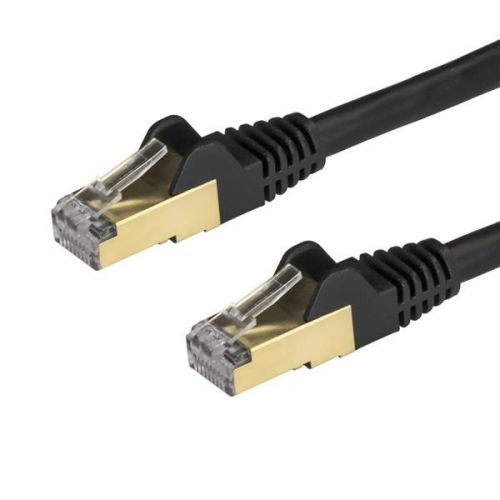 StarTech.com 0.5m Black Cat6a Ethernet STP Cable Network Cables 8ST6ASPAT50CMBK