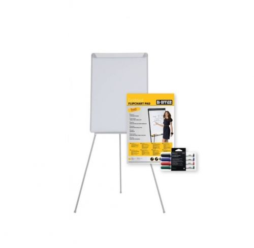 Bi-Office Eco Bundle Tripod Easel Flipchart pad and WB Markers - EXE2019