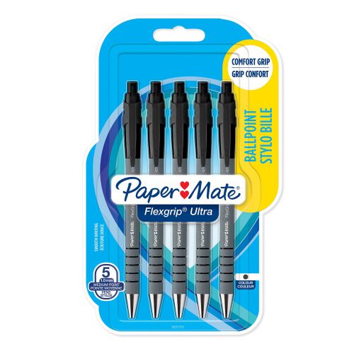 Paper Mate Flexgrip Ballpoint Pen Medium Black (Pack 5)