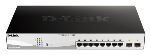 D-Link 10 Port Gigabit Smart Managed PoE Switch - 8 x 10/100/1000BASE-T PoE Ports with 2 x Gigabit SFP Ports