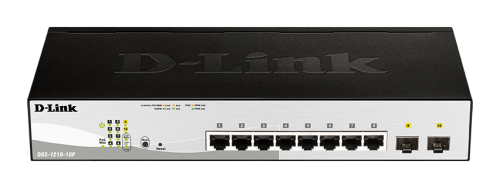 D-Link 10 Port Gigabit Smart Managed PoE Switch - 8 x 10/100/1000BASE-T PoE Ports and 2 x Gigabit SFP Ports