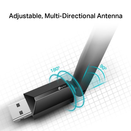 8TPARCHERT2UPLUS | The Archer T2U Plus receives Wi-Fi signals on two separate bands. Supporting 256QAM technology increases 2.4GHz data rate from 150Mbps to 200Mbps for 33% faster performance. Choose the 2.4GHz for surfing and social media, and 5GHz for up to 433Mbps for HD streaming and lag-free gaming.