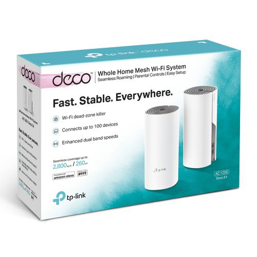 TP Link AC1200 Dual Band Deco Whole Home Mesh WiFi System 2 Pack Network Routers 8TPDECOE42PK