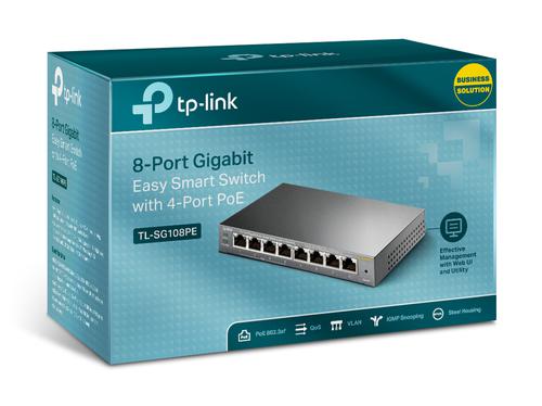 TP-Link 8 Port Gbit Easy Smart Switch with 4xPoE Ethernet Switches 8TPTLSG108PE