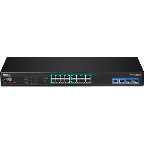 18 Port Gigabit NVR PoE AV Switch LED