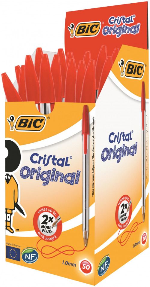 Bic Cristal Ball Pen Medium 1.0mm Red PK50 Promo offer