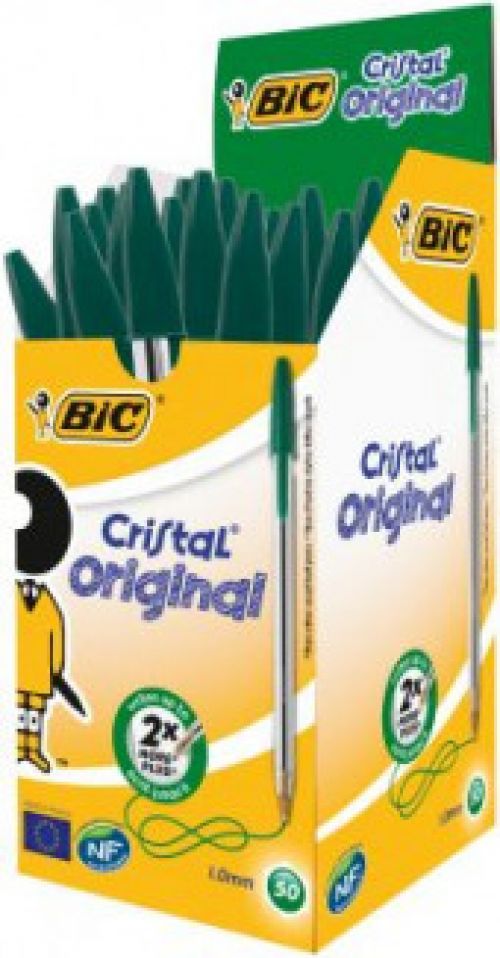 Bic Cristal Ball Pen Medium 1.0mm Green PK50 Promo offer
