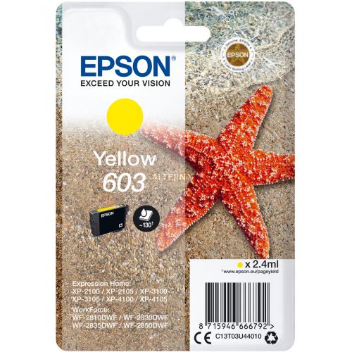 OEM Epson 603 Yellow Original Ink Cartridge C13T03U44010