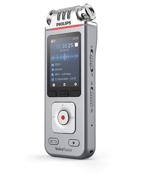 Philips Dictation DVT4110 VoiceTracer Audio Recorder 8GB Memory Chrome Silver