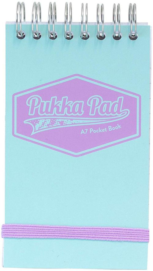 Pukka Pad A7 Wirebound Card Cover Pocket Notebook Ruled 100 Pages Pastel Blue/Pink/Mint (Pack 6) - 8903-PST Pukka Pads Ltd
