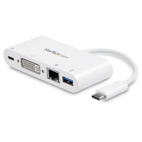 StarTech.com USB C DVI GbE Multiport Adapter 60W PD