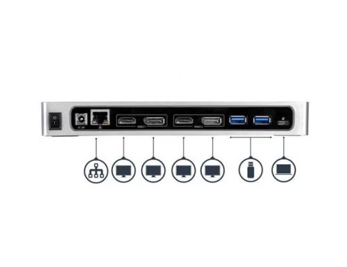 8STDK30A2DH | This dual-4K docking station offers wide flexibility in setting up your workstation, working with both USB-C and USB-A port laptops and supporting multiple combinations of Ultra HD 4K DisplayPort and HDMI monitors.Enhance Productivity with Dual-4K 60Hz Video.Ideal for highly detailed graphics applications, this dual-4K 60Hz docking station enhances your productivity by expanding the display capabilities of your laptop across two Ultra HD 4K monitors. The laptop docking station works with DisplayLink® to support high-resolution monitors, enabling two full 4K 60Hz displays from a single USB connection.With the dual-4K dock, connect:2x 4K DisplayPort displays (up to 4096 x 2160p @ 60Hz)2x 4K HDMI displays (up to 4096 x 2160p @ 60Hz)1x 4K DisplayPort + 4K HDMI displays (up to 4096 x 2160p @ 60Hz)Connects to USB-C and USB-A Laptops.The USB 3.0 docking station supports USB-C and USB-A enabled Mac and Windows laptops. This means you can connect newer USB-C or Thunderbolt™ 3 laptops or extend the life of legacy USB 3.0 (Type-A) laptops.All the Connections You Need.This USB-A & USB-C dock lets you transform your Mac or Windows laptop into a full workstation with six USB 3.0 (Type-A) ports, a Gigabit Ethernet port, and separate 3.5 mm audio and microphone ports for multiple audio connections, all using a single cable.To add laptop charging support for USB-C-equipped laptops, simply add the StarTech.com HB30C1A1CPD* USB to USB-C adapter.DK30A2DH is backed by a StarTech.com 3-year warranty and free lifetime technical support.*Note: USB-C type power adapter is required in conjunction with the HB30C1A1CPD to charge a USB-C laptop.