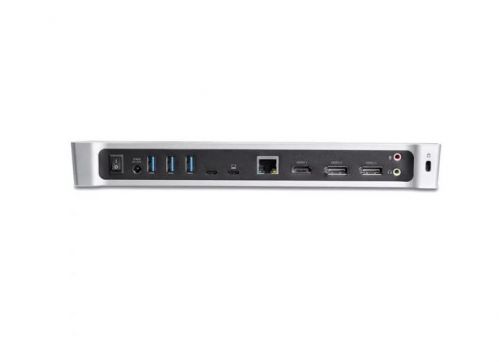 8STDK30CH2DEPUE | This triple-4K dock for Mac, Windows and Chrome USB-C laptops helps you take productivity to a whole new level. With three 4K video connections, 100W Power Delivery, and 5x USB 3.0 ports, the USB-C dock is perfect for your MacBook, Dell XPS, Chromebook or other USB-C laptop requiring additional ports.You can also connect the dock to your USB 3.0 laptop through a USB-A port, using a USB-C to A cable, such as the USB315AC1M(sold separately). Note: Power Delivery to charge your laptop is not available through USB-A, and only dual display is supported.Enhance Productivity.The 4K USB-C docking station lets you create a three-monitor Ultra HD workstation. Connect:2x 4K DisplayPort (DisplayLink) at 4096 x 2160 resolution @ 60Hz / 3840 x 2160 @ 60Hz and1x 4K HDMI (DP Alt Mode) at 4096 x 2160 resolution @ 24Hz / 3840 x 2160 @ 30HzFor high-resolution applications, you can connect the dock to a 5K display at 60Hz, using the two DisplayPort ports.100W Power Delivery.Using a single cable, the USB-C dock will power and charge power-hungry laptops, with up to 100W Power Delivery, and power your peripherals with its 150W power adapter.Powerful Connections.This triple-monitor docking station lets you transform your laptop into a full-sized workstation. It gives you five USB 3.0 ports (1x USB Type-C and 4x USB Type-A incl. 1x Fast-Charge port), a Gigabit Ethernet port, headset jack, and separate 3.5 mm audio and microphone ports.The TAA compliant DK30CH2DEPUE is backed by a StarTech.com 3-year warranty and free lifetime technical support.