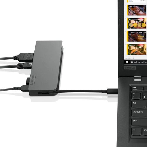 Travel-Ready Productivity Powerhouse; One-stop travel docking is finally here. Connect and charge new and legacy devices wherever you happen to be. Sleek and compact, the Lenovo Powered USB-C Travel Hub fits unlimited productivity inside your everyday bag. Pair with 2019/2018 selected ThinkPad systems for best results and powerful enterprise features. Depending on many factors such as the processing capability of peripheral devices, file attributes, and other factors related to system configuration and operating environments, the actual transfer rate using the various USB connectors on this device will vary and may be slower than the defined data rates.