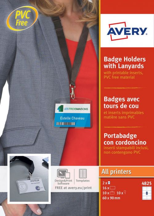 Avery Name Badge Holder with Lanyard 60x90mm (Pack 10) - 4825
