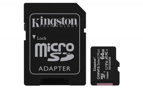 Kingston Technology Canvas Select Plus 64GB MicroSDHC Memory Card and Adapter