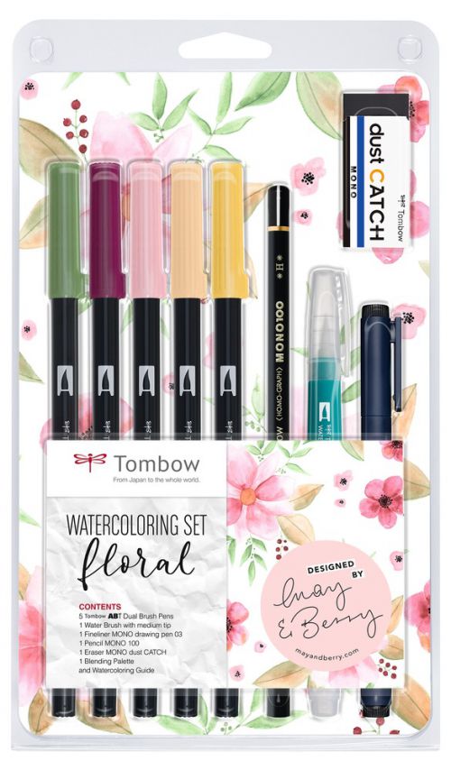 Towbow Floral Theme Watercolouring Set with 10 Items