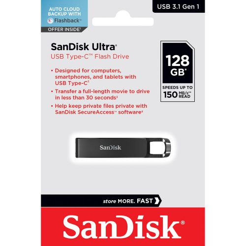 SanDisk 128GB Ultra USB C Flash Drive Black