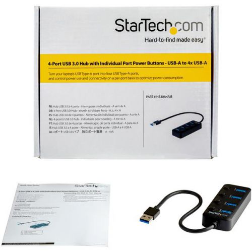 StarTech.com USB3 4 Port Hub with On and Off Switches USB Hubs 8STHB30A4AIB