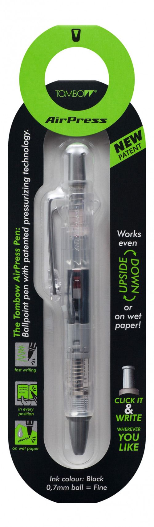 Tombow Ballpoint  AirPress Pen Transp Barrel BK PROMO CT