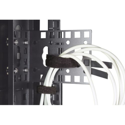 Installs in various locations within the enclosure; for example, on the vertical mounting flanges and on the vertical 0U accessory channels. Provides mounting options for Rack PDUs and other small accessories.