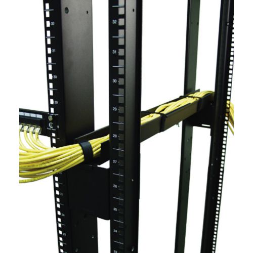 Cable management accessory to help eliminate cable stress and maintain a neat, organized cable layout within an enclosure or a rack.