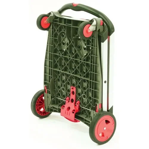 Slingsby Folding Trolley With Folding Box and 2 Shelves W550 x D890 x H1030mm Red/Grey - 413615