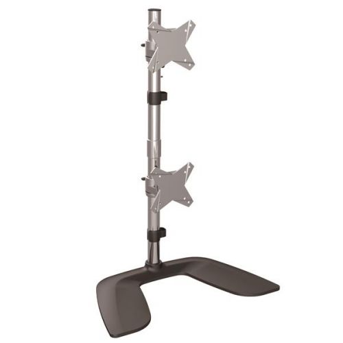 StarTech.com Vertical Dual Monitor Stand - Ergonomic Desktop Stacked Two Monitor Stand for up to 27 Inch VESA Mount Displays