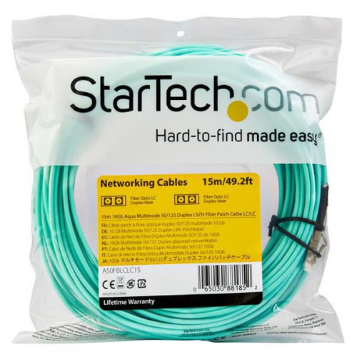 StarTech.com 15m OM3 LC LC Aqua Fiber Optical Cable Network Cables 8STA50FBLCLC15