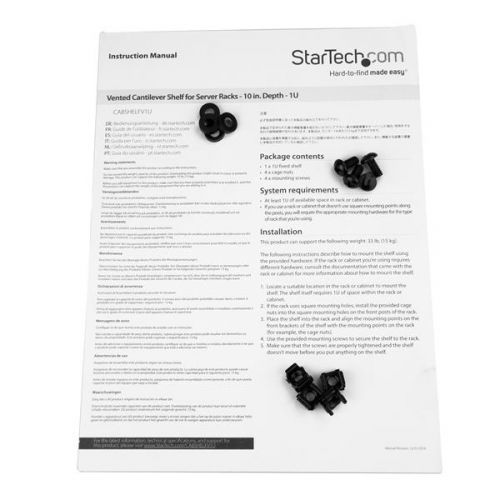 StarTech.com Vented 1U Rack Shelf 10in Deep 8STCABSHELFV1U Buy online at Office 5Star or contact us Tel 01594 810081 for assistance