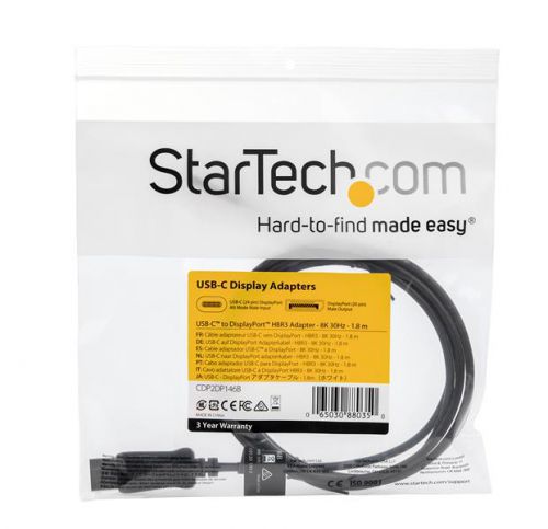 StarTech.com 5.9 ft USBC to DP Adapter Cable 8K 60Hz AV Cables 8STCDP2DP146B
