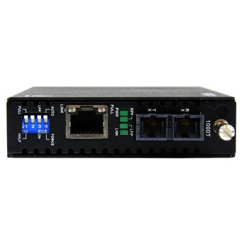 The ET91000SC2 1000 Mbps Gigabit Multimode Fibre Media Converter (SC, 550m) lets you extend a Gigabit Ethernet network over multimode fibre, at distances up to 550m (1804 ft).A cost-effective solution for connecting a Gigabit Ethernet (1000Base-T) network to remote network segments over a (1000Base-SX) fibre backbone, the GbE to MM fibre converter supports full Gigabit speeds for ideal network performance and scalability. Designed to offer a durable and convenient Ethernet to fibre solution, this Ethernet to SC Fibre converter features an all-steel chassis, and a simple plug-and-play installation with minimal configuration required.For added versatility, the fibre media converter supports standalone operation, or installation into the 20 Slot, 2U Rackmount Chassis (ETCHS2U).Backed by a StarTech.com 2-year warranty and free lifetime technical support.