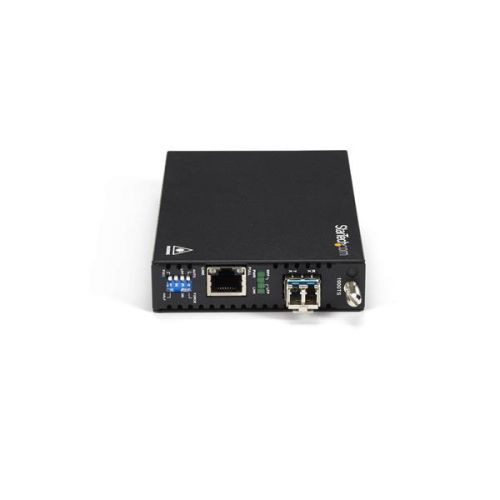 This Gigabit Ethernet to fibre media converter is a cost-effective way to extend your network, or extend the distance between two devices by up to 20 km (12.4 mi.).Fibre network connections provide greater distance and security, with less electromagnetic interference (EMI) than typical RJ45 copper-based networks, making it perfect for IT professionals and secure setups in government, business, or educational applications.Flexible integration into mixed network environmentsThis versatile copper-to-fibre converter supports standalone operation, or alternatively it can be installed into the StarTech.com Rackmount Chassis (ETCHS2U - sold separately), giving you more options for integration into your existing network. The card module can also be inserted back into the ET91000SM20 enclosure, plus it’s compatible with enclosures from other StarTech.com ET91000 series media converters (sold separately).The converter features a pre-installed Gigabit SFP transceiver with LC connectors. Should your network infrastructure change in the future, you can easily swap and replace the module to adapt the media converter to your new network requirements.With flexible integration and connectivity up to 20 km away, you can provide network access to remote areas in other buildings, or in areas where Wi-Fi® is unreliable or unavailable.Rugged and reliableThis heavy-duty fibre media converter is designed for maximum reliability. It features a metal (steel) enclosure, so it can withstand the demands of harsh environments such as factories or warehouses.Plus, by relying on this more durable fibre media converter, you can reduce the strain on your existing copper-based network equipment and potentially extend the life of those devices, which helps save future expenses.Diagnose and correct issues easilyThis high-performance media converter supports a range of network setup and diagnostic protocols (for example, Link Fault Passthrough, Auto Laser Shutdown (ALS), and Auto MDIX, so you can set up and troubleshoot your network easily.Prepare your network for the futureIf your existing network consists of RJ45 copper-based devices and cables, you might not be ready for future network expansion. Because the newest fibre-based network switches feature SFP ports more often than RJ45 ports, you might need a converter to bridge your copper and fibre networks together.The ET91000SM20 is backed by a StarTech.com 2-year warranty, and free lifetime technical support.