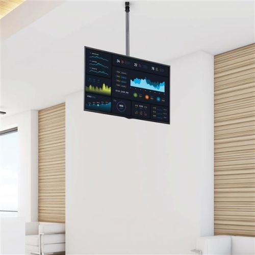 8ST10149665 | This ceiling TV mount supports VESA mount compatible TVs from 32" to 75" in size, with a weight capacity of up to 110 lb. (50 kg). It lets you save wall and floor space by hanging your flat-panel LCD, LED or plasma TV from the ceiling in a prominent area. 