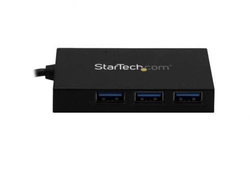 Here’s an easy way to connect a wider range of peripherals to your laptop. This TAA compliant 4-port USB 3.0 hub turns your laptop’s USB-A port into three USB-A ports (5Gbps), and one USB-C™ port. The hub is USB powered, so you can connect devices virtually anywhere you work or go.Now, you can use your laptop’s traditional USB Type-A port to expand your connectivity, and connect your newer USB Type-C™ devices to your laptop.This USB 3.0 hub lets you expand your USB connection options using the USB-A port on your computer. (USB 3.0 is also known as USB 3.1 Gen 1.) It offers three USB-A ports and one USB-C port, so you can connect traditional USB devices now, while still being able to connect USB Type-C devices in the future.It’s the ideal way to connect your new USB-C equipped device to your laptop’s traditional USB-A port.With a compact and lightweight design, the USB-powered hub is tailored for mobility. It easily tucks into your carrying case and expands your connectivity when travelling.This versatile USB hub takes up minimal space on a desk, so you can use it in hot-desk or BYOD (Bring Your Own Device) environments.The 4-port USB 3.0 hub can help if you need a way to connect your newer USB-C peripherals to your existing laptop. Now you can access your USB-C device while avoiding the cost of purchasing a newer laptop that features a USB Type-C port.The bus-powered hub installs quickly with no additional drivers or software required, and it’s compatible with virtually all operating systems.The HB30A3A1CFB is backed by a 2-year StarTech.com warranty and free lifetime technical support.