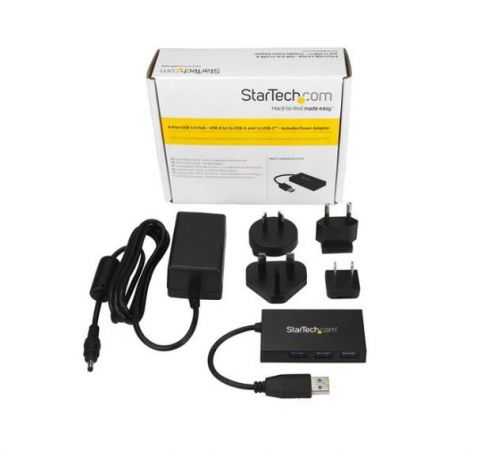 StarTech.com 4 Port USB 3.0 Hub 3x USB A and 1x USB C