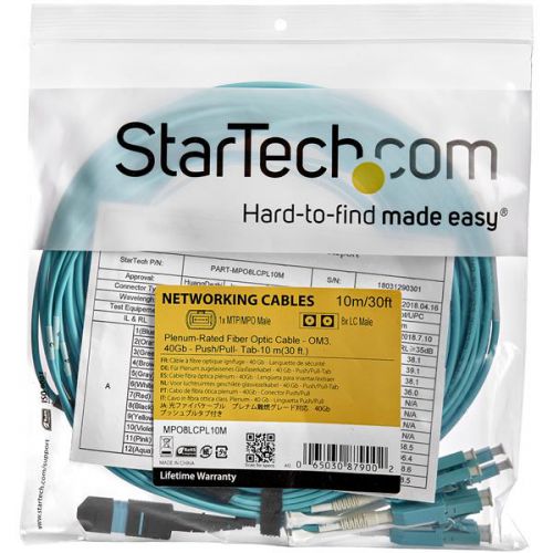 StarTech.com 10m Fiber Breakout Cable MPO MTP to LC