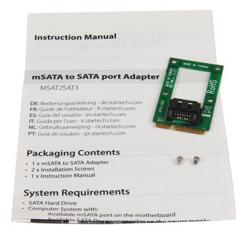 StarTech.com mSATA to SATA HDD SSD 7 Pin Adapter External Computer Cables 8STMSAT2SAT3